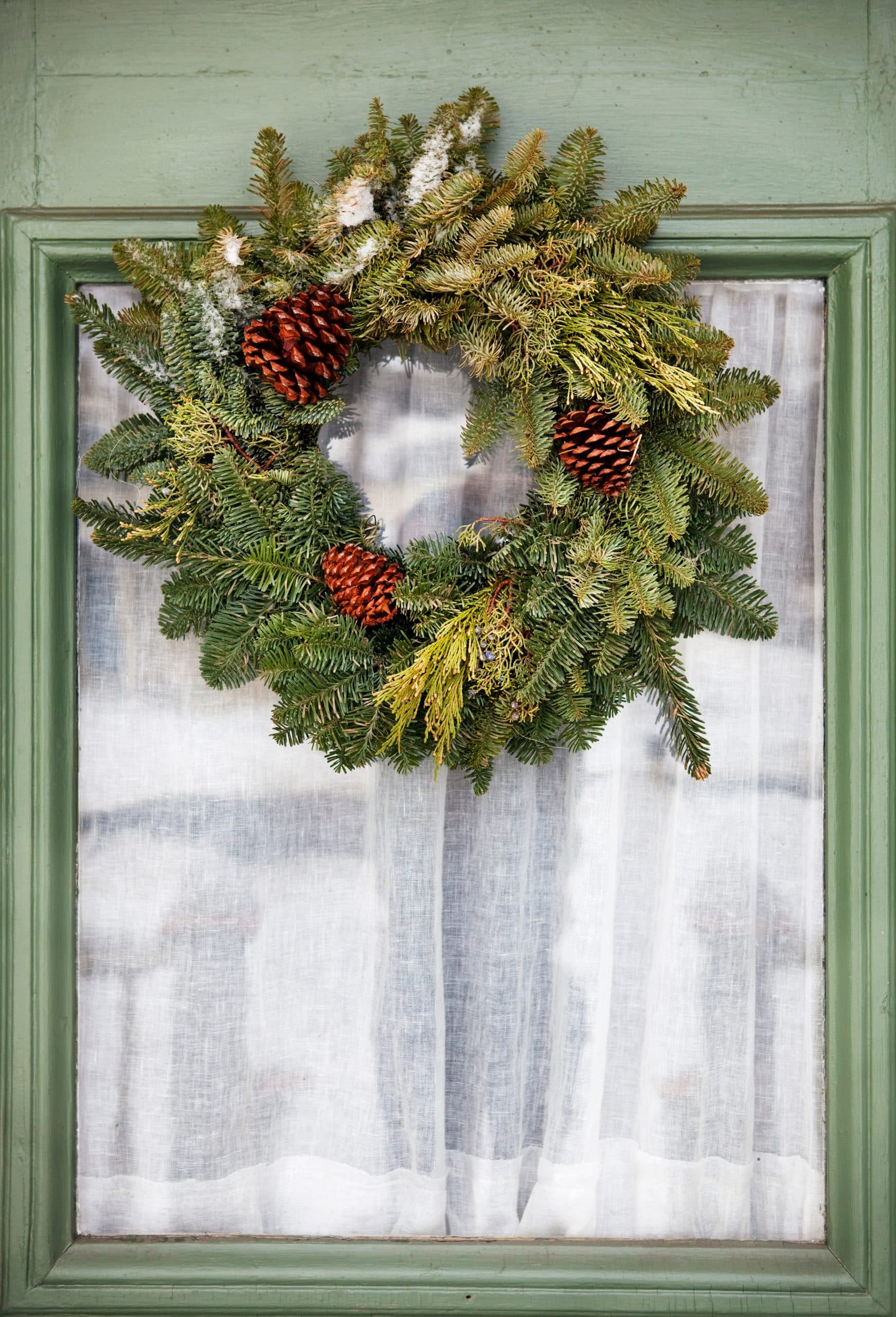 Wreath hanging on window