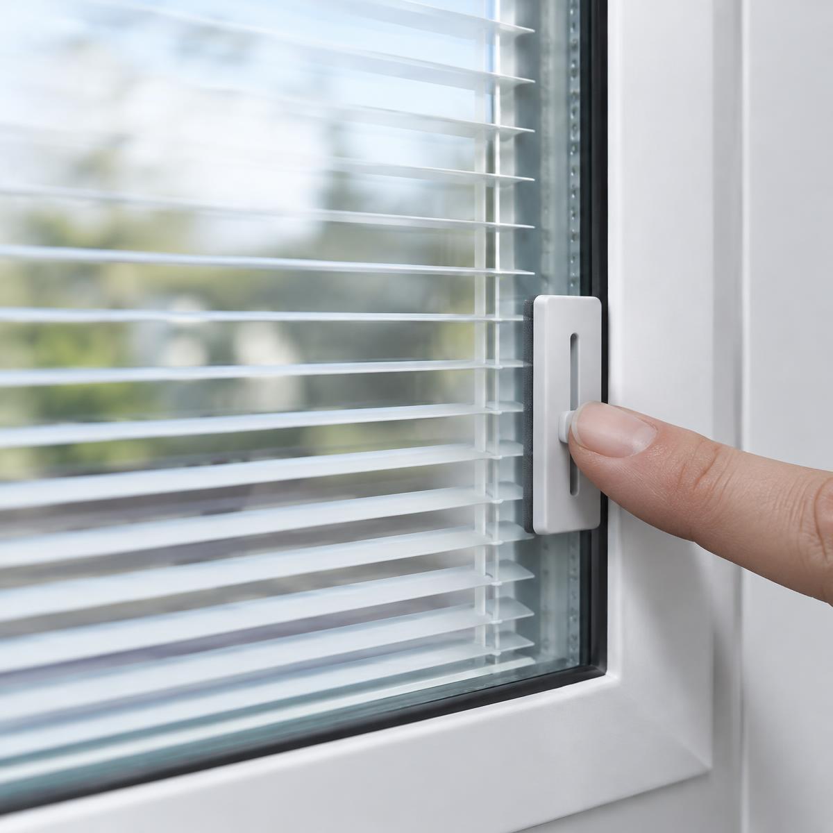 Magnetic slider controlling an integral blind inside a double glazed window